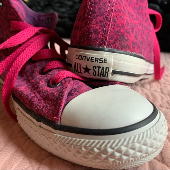 Rare - CONVERSE - High-top Leather Hot Pink Leopard prints - US 6 - EU 38,5 - Picture 5 of 11